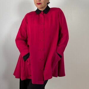 Vintage LAURA MAROLAKOS Silk Red Swing A-Line jacket - Size S